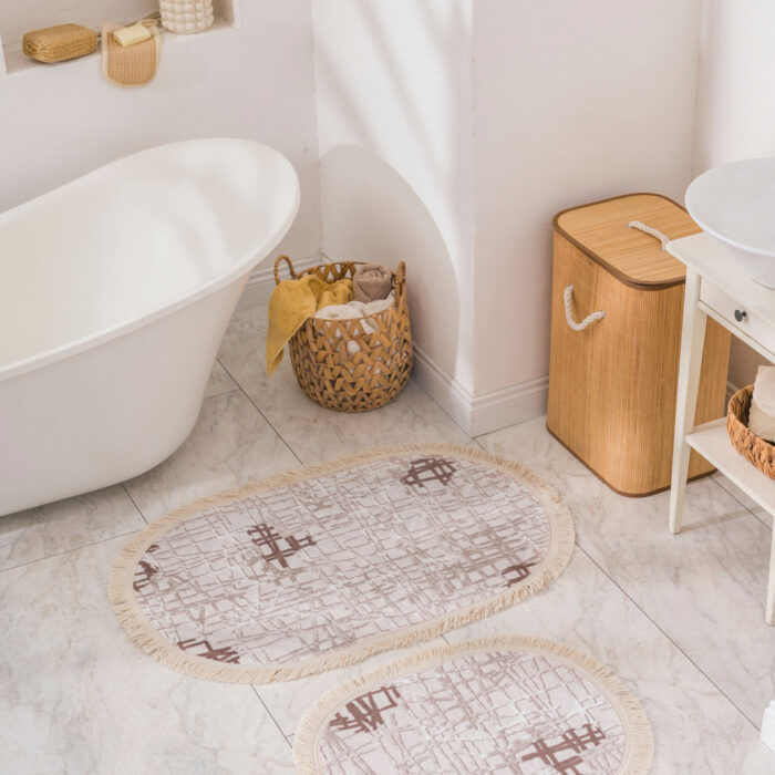 Pırıltılı Klozet Takımı Saçaklı 50X60 - 60X100 2'li Oval