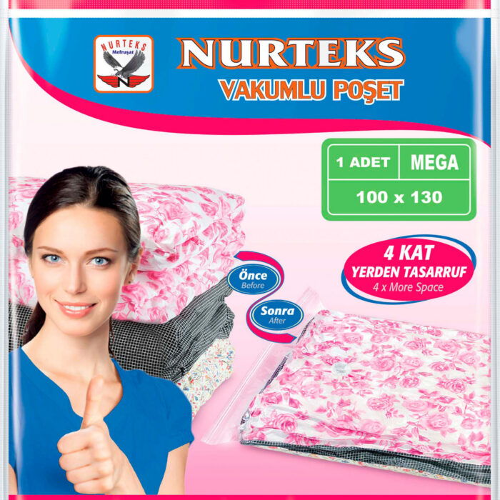 NURTEKS 100X130 VAKUMLU HURÇ JUMBO TEKLİ